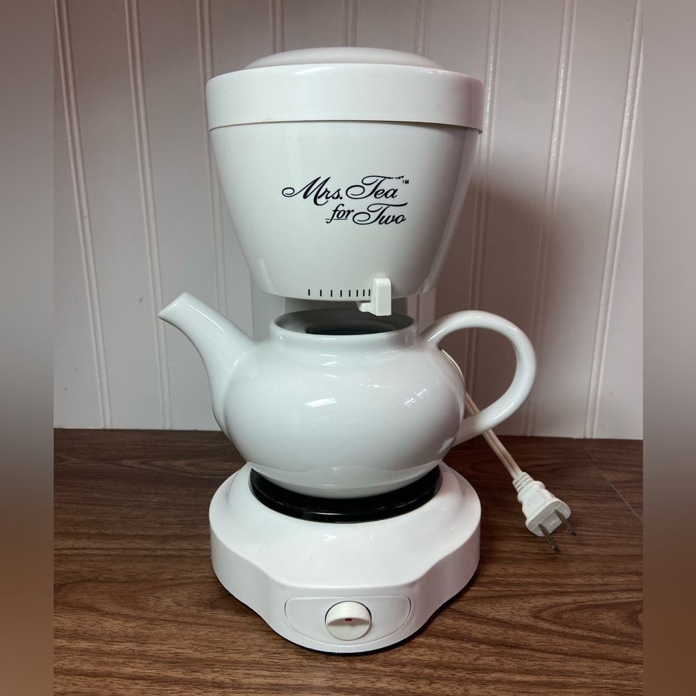 Mrs. Tea for Two Electric Teapot by Mr Coffee Vintage Tested Works Missing Lid